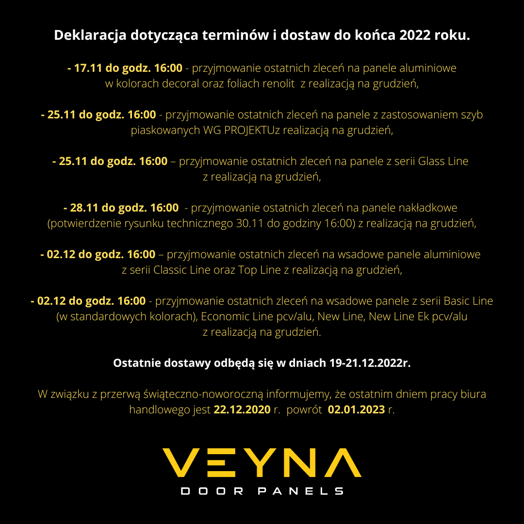 Deklaracja terminów dostaw Veyna